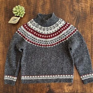 Croft & Barrow | Vintage 90s Fair Isle Wool Blend Mock Neck Sweater, Size PM